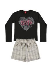 Conjunto Teen Blusa de Cotton com Estampa Metalizada e Shorts - BGR